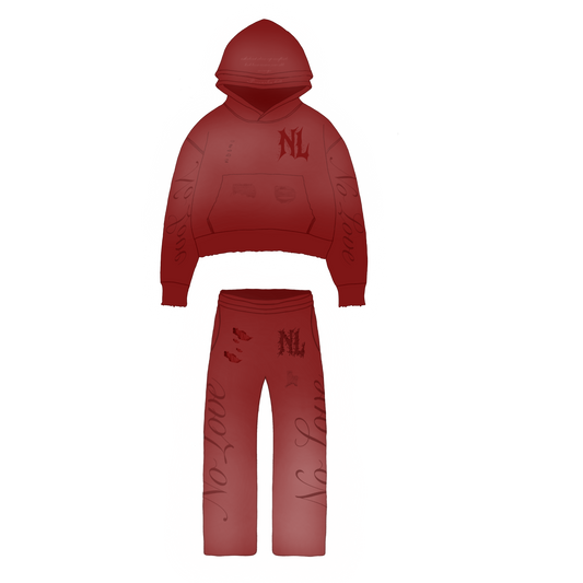 Red NoLove Cursive Set